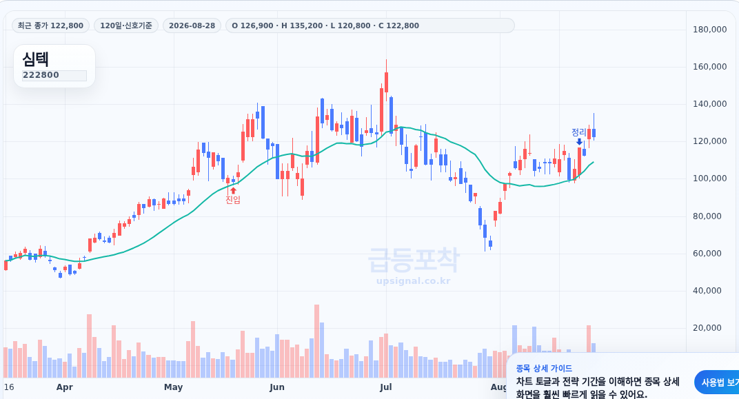 급등포착 심텍(222800) 수익실현 점검 차트